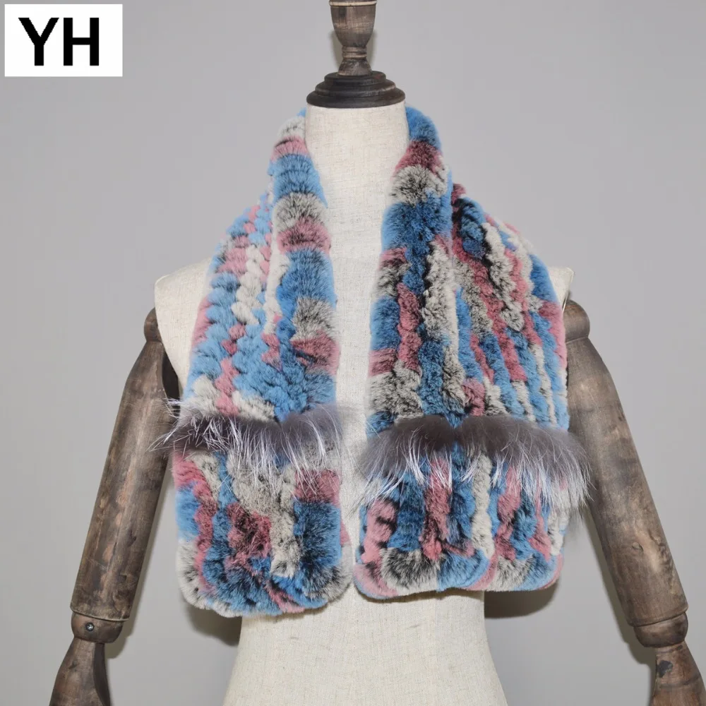 

2019 New Real Natural Rex Rabbit Fur Scarf Women Winter Warm Knitted Rex Rabbit Fur Muffler Real Rex Rabbit Fur Scarves Shawl