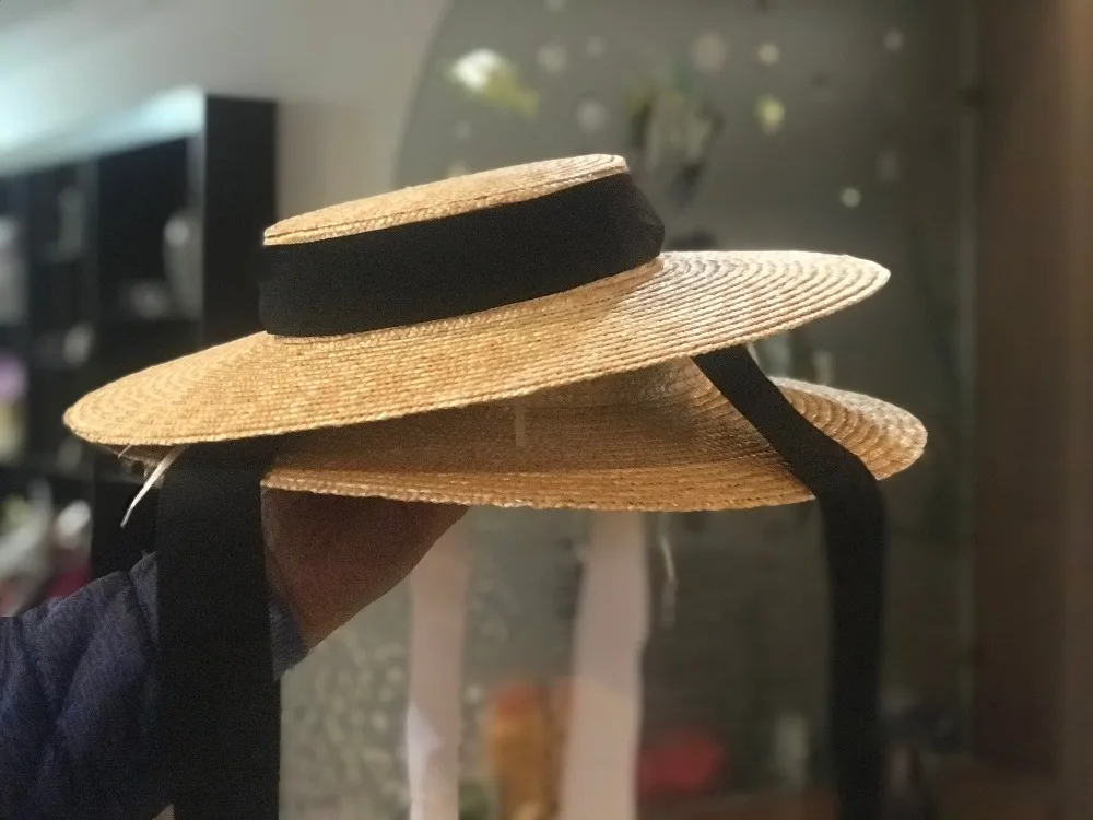 01811-HH7208 الصيف الطبيعي اليدوية ورقة مصمم نمط الترفيه الشاطئ طويل الشريط سيدة فيدورا قبعة من القش المرأة ورقة قبعة