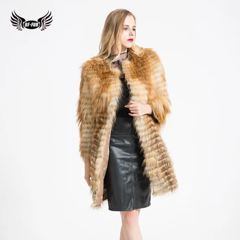 

Winter Coats Real Fur Fox Fur Coat Fashion Long Coat Women Striped Luxury Silver Fox Fur Coat Is 80 cm Support Customization