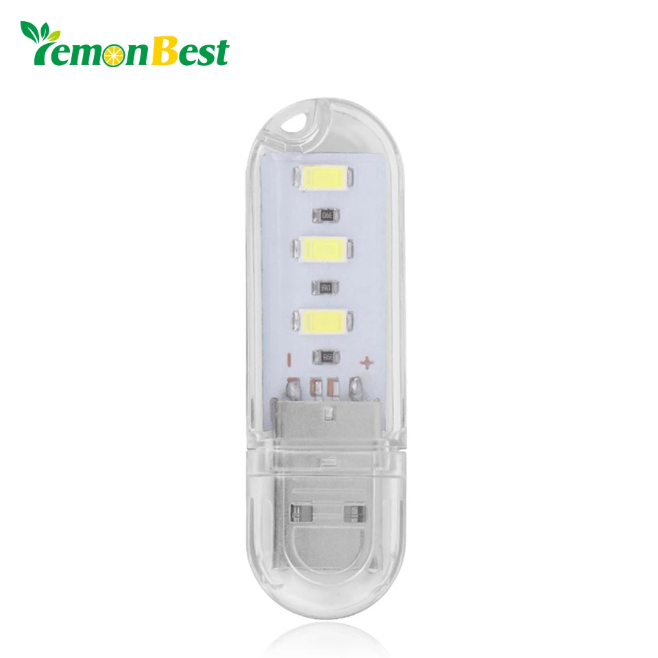 Портативный мини светильник LemonBest 3 светодиода USB ночная лампа уличный для