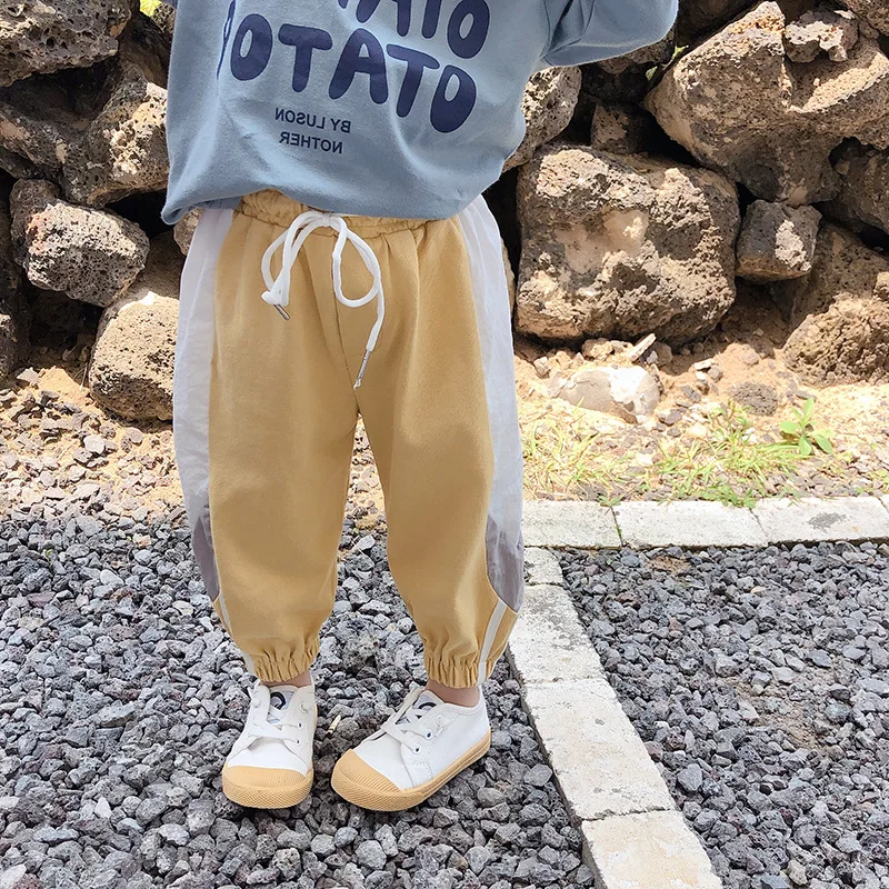 

2019 Autumn New Boys and Girls Splice Radish Pants Little Children Cotton Fashion Harem Trousers Baby Kids Small Feet Sport Pant