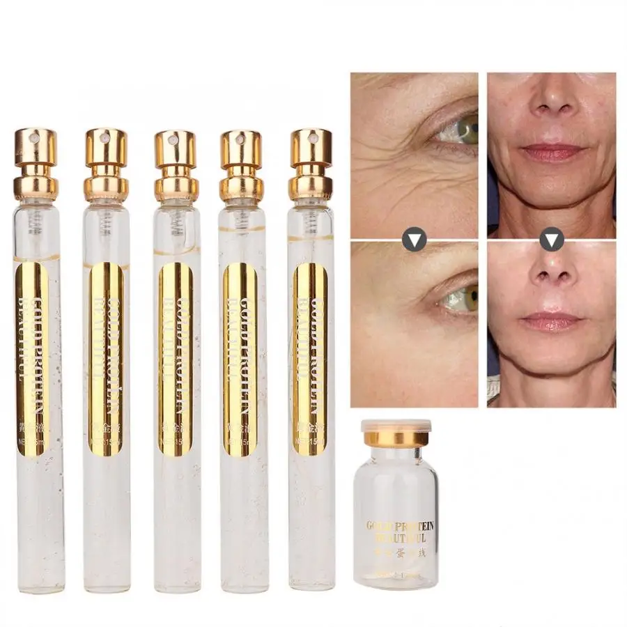 

5*15ml Gold Protein Peptide Serum Brighten skin colour Firming Desalt Wrinkles Fine Lines Removal Combination Set