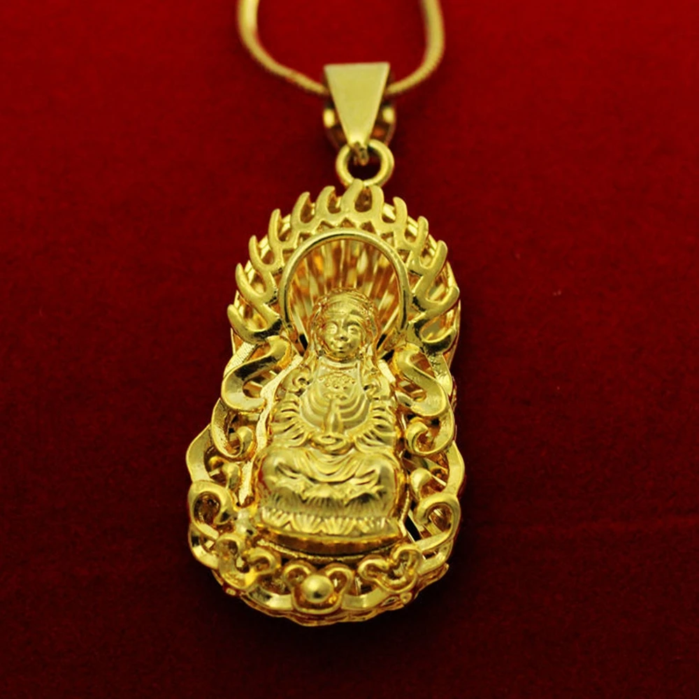 Vintage Buddhist Beliefs Necklace Yellow Gold Filled Buddha Pendant ...