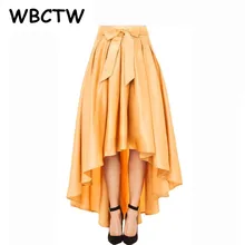 WBCTW асимметричные юбки высокой и низкой посадки Твердые высокой талии 9XL 10XL плюс размер Осенняя юбка макси Плиссированная Юбка Femme