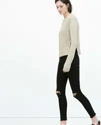 JOYINPARTY проблемных Высокая Талия обтягивающие джинсы женский, черный Проблемные Изношенные Высокая Strech рваные Для женщин брюки-карандаш