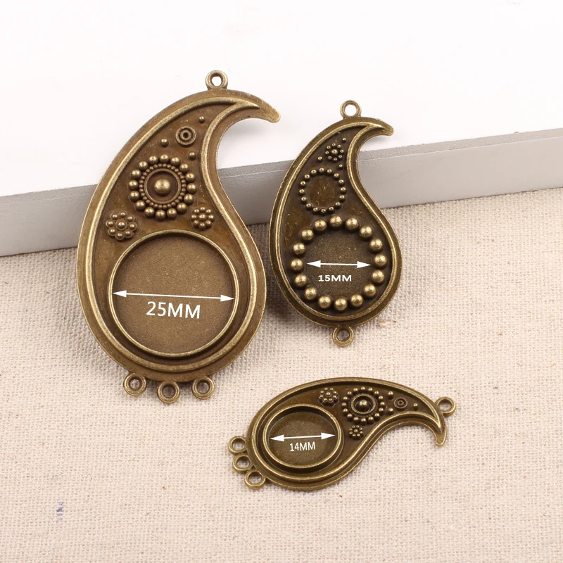 

Reidgaller 10pcs jewelry charms connector antique bronze blank cabochon settings 25mm 14mm pendant base diy accessories