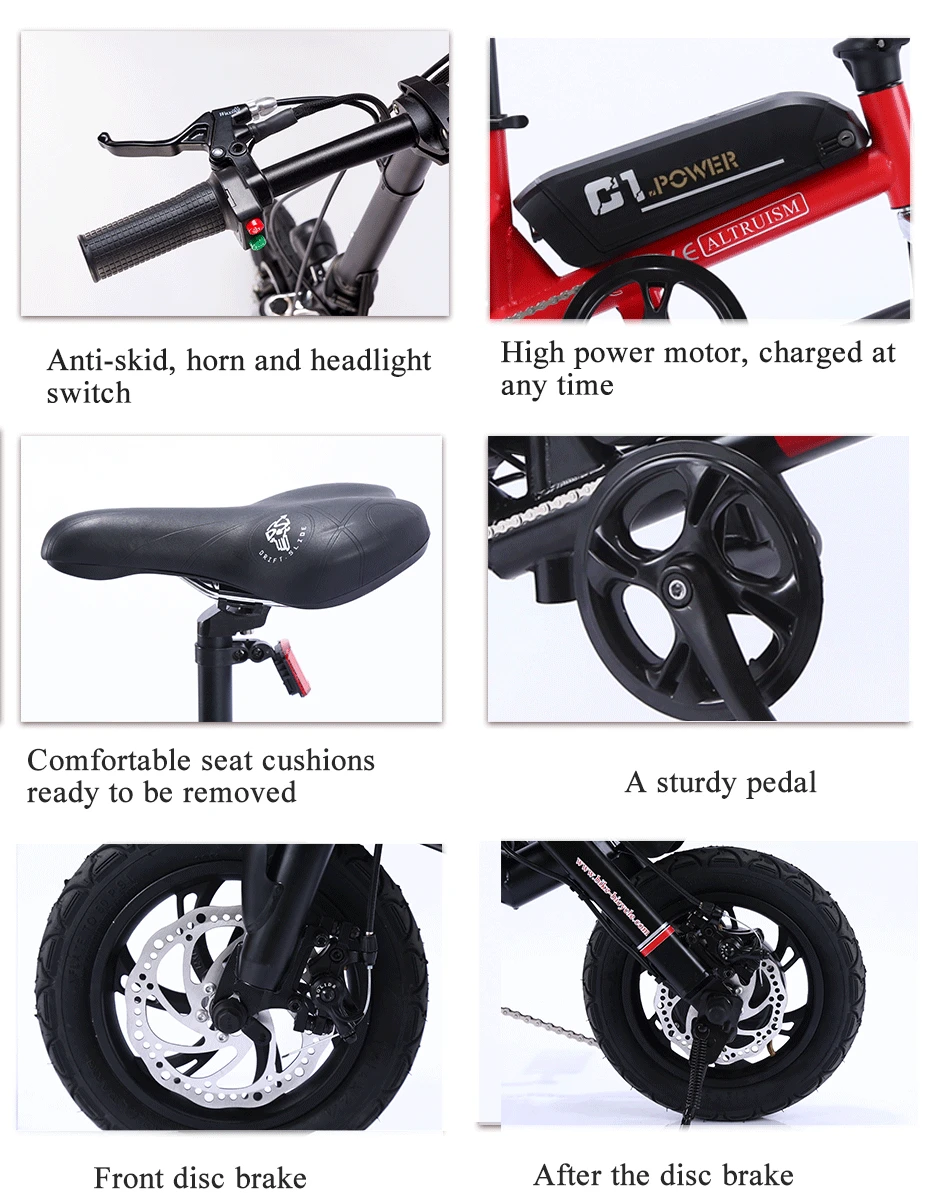 Clearance Altruism C1 Smart Folding Electric Bike12inch Mini Electric Bicycle Ebike 36v Lithium Battery Super Mini E Bike 30km Maximum Bat 18