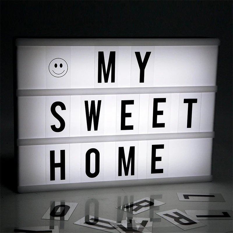

2019 DIY A4 Size LED Combination Light Box Night Table Lamp DIY BLACK Letters Cards USB Powered Lightbox