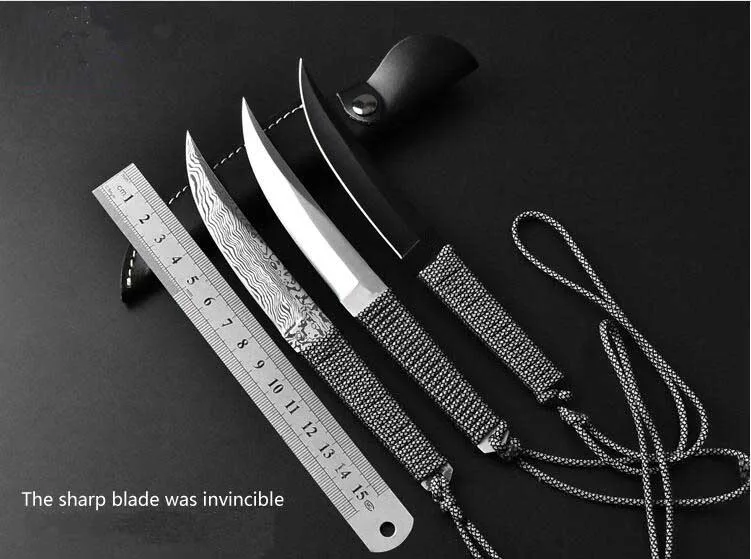 Походный тактический нож 5cr15 с стальной ручкой, охотничий фиксированный острый нож, Дамасские стальные ножи для выживания