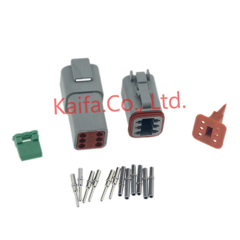 1sets Deutsch 6 Pin Waterproof Electrical Wire Connector Plug DT06-6S 16-18 GA