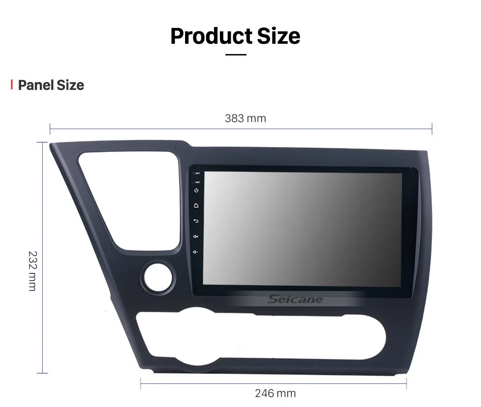 Best Seicane For 2014 2015 2016 2017 HONDA CIVIC auto stereo unit multimedia 9" Quad-core Android 8.1 HD Touchscreen GPS Navigation 16
