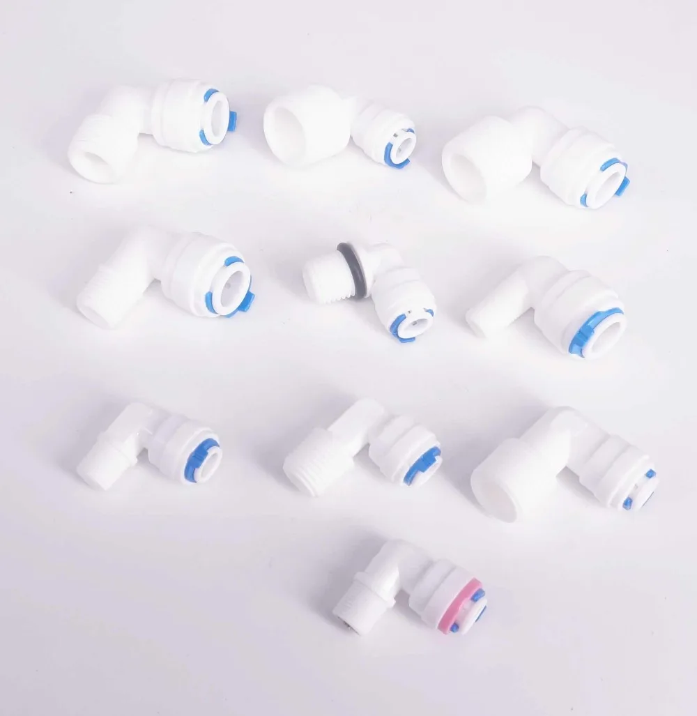 Hose Pipe Fitting Fit for 1/4" 3/8" OD Tube Pushfit To BSP Male Thread Elbow L Connector Fitting Aquarium Reverse Osmosis RO Water Dispenser