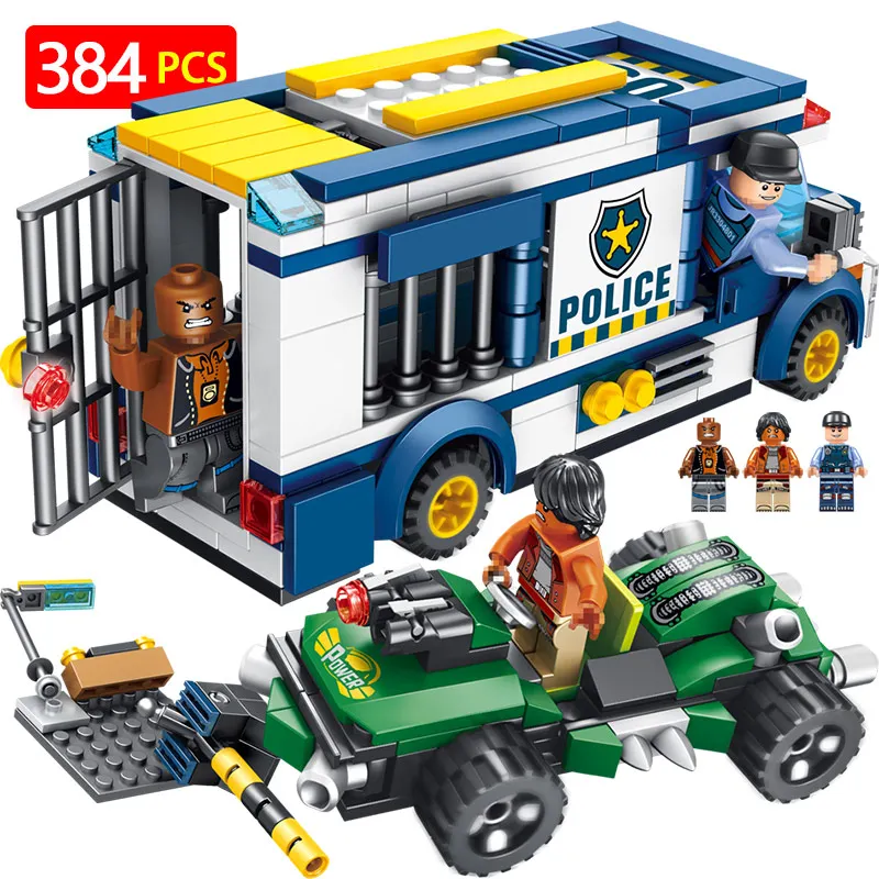 

City Series Blocks Mini Action Figures Compatible Technic LegoINGLYS Police Prisoner Arrest car Designer Bricks Toys For Boys