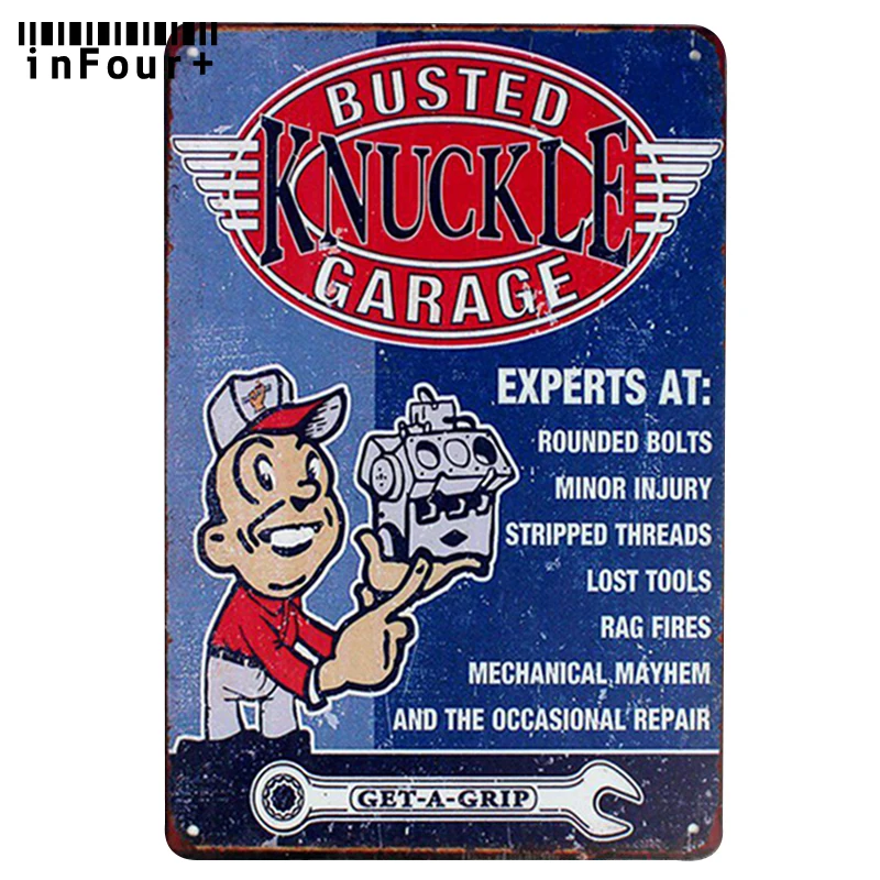 Busted Knuckle Garage Wall Decor Metal Sign Vintage Home Decor Tin Sign Retro Metal Plaque Cool ...