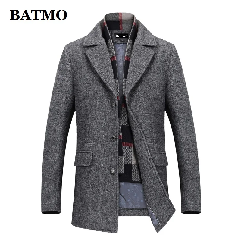 BATMO 2019 new arrival winter high quality wool casual thicked trench coat men,men's winter jackets ,plus-size 823 BATMO 2019 new arrival winter high quality wool casual thicked trench coat men,men's winter jackets ,plus-size 823