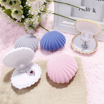 

4 Colors Jewelry Gift Boxs Sea Shell Shape Jewelry Boxs Earrings Necklace Boxes Color Pink Drop Shipping