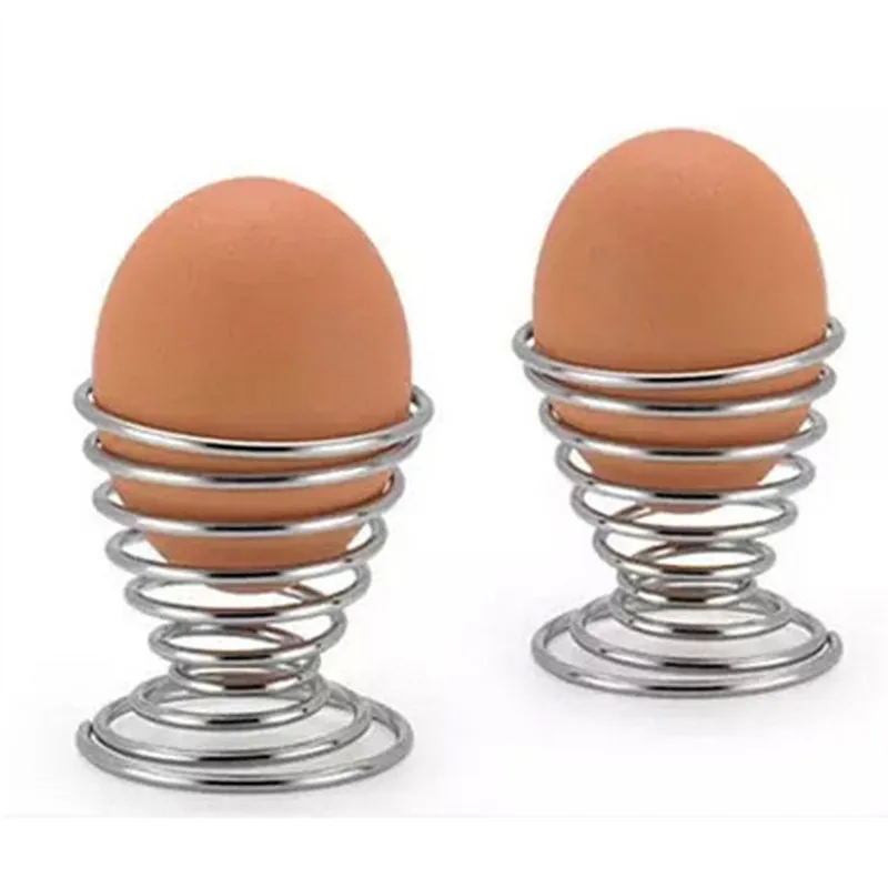 

Special Offer Kitchen Breakfast Hard Boiled Metal Egg Cup Spiral Spring Holder Egg Cup