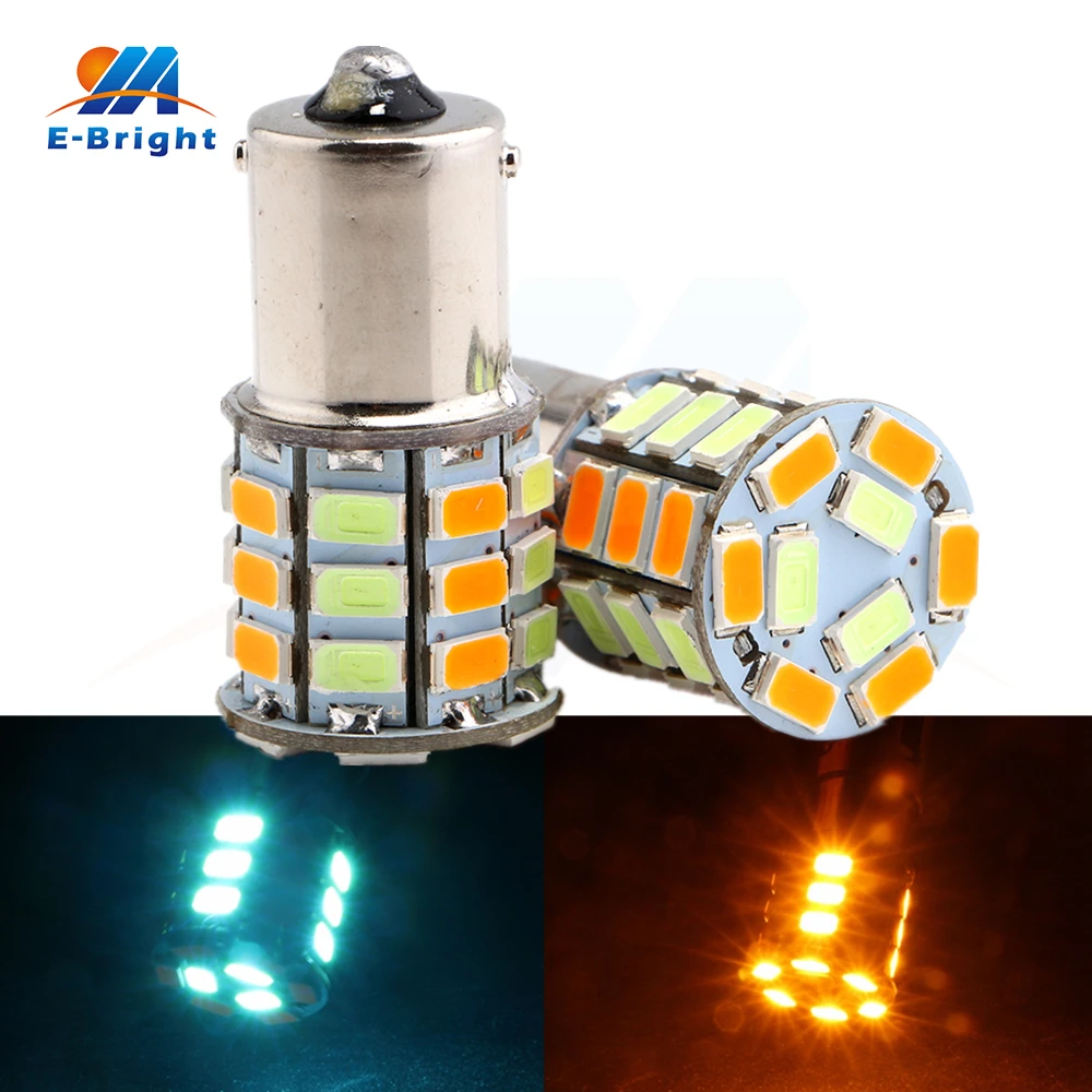 

2pcs 1156 BA15S Bulbs 5630 33SMD LED Bulb Auto Lamp Backup Parking Tail Light Ice Blue and Amber Turn Signal Lamp with Converter