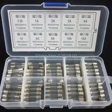 100 шт. 5x20 мм Быстрый Удар Стекло предохранитель AMP 0.5a 1A 2A 3A 4A 5A 6a 8a 10A 15A Amp