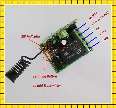 12 в мини-реле размера приемник+ передатчик пульт дистанционного управления Переключатель системы большой диапазон высокой мощности переключатель, Моментальное Обучение код