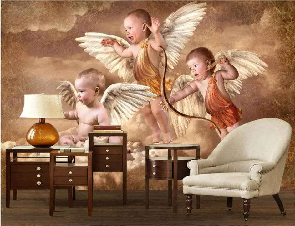 

Custom mural 3d room wallpaper Landscape Cupid angel archery wall papers home decor 3d wall murals wallpaper for walls 3 d