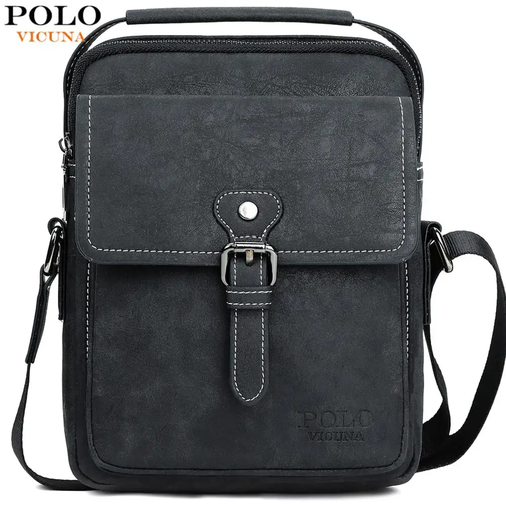 

VICUNA POLO Vintage Retro Nubuck Leather Crossbody Bags For Men Durable Frosted Sling Messenger Bags Business Men's Handbag