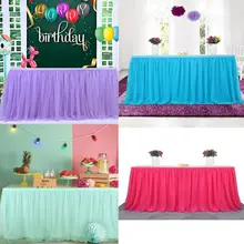 Soild Color Table Tutu Tulle Skirt Cover Party Catering Wedding Baby Shower Tableware Banquet Festival Decorations