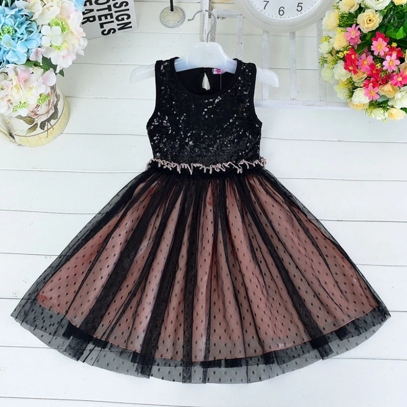 Buy Cheap New Black Summer Kids Girl Princess Dress Sleeveless Mesh One Piece Long Dress 2-7Y X16