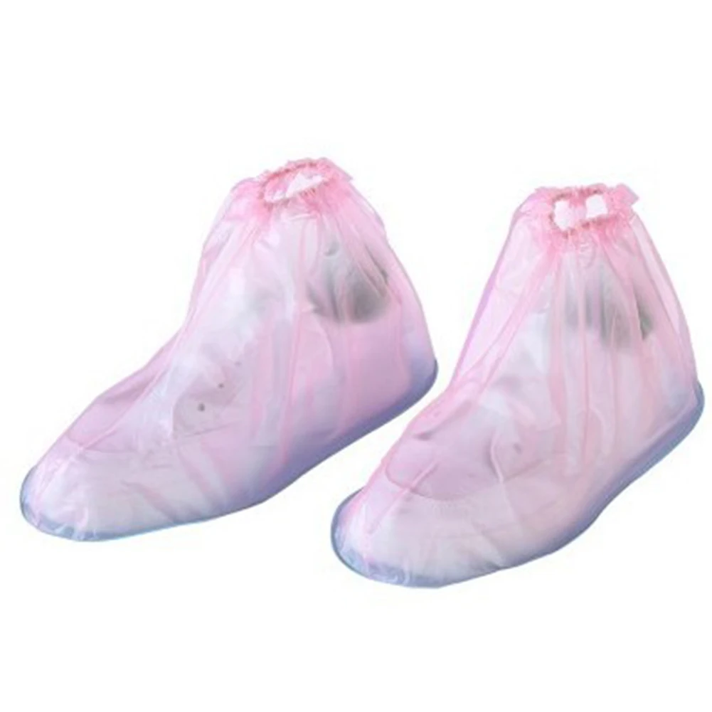 1 пара многоразовых чехлов для обуви из ПВХ; водонепроницаемые Нескользящие резиновые сапоги; защитный чехол для обуви; аксессуары для обуви; Couvre Chaussure - Цвет: Розовый