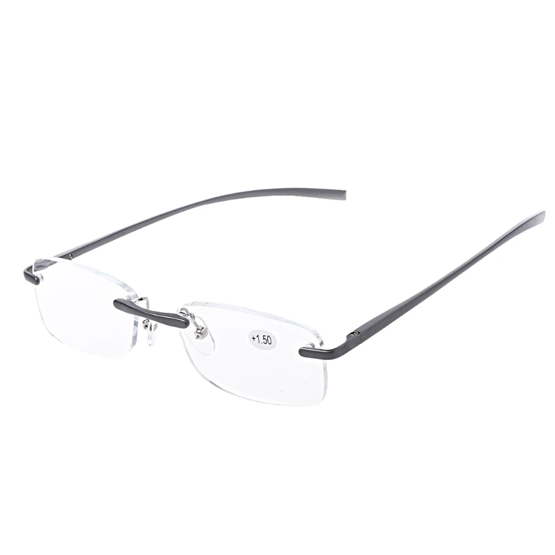 Алюминиевые металлические очки для чтения без оправы, пресбиопические очки, полимерная линза+ 1,0~+ 3,5