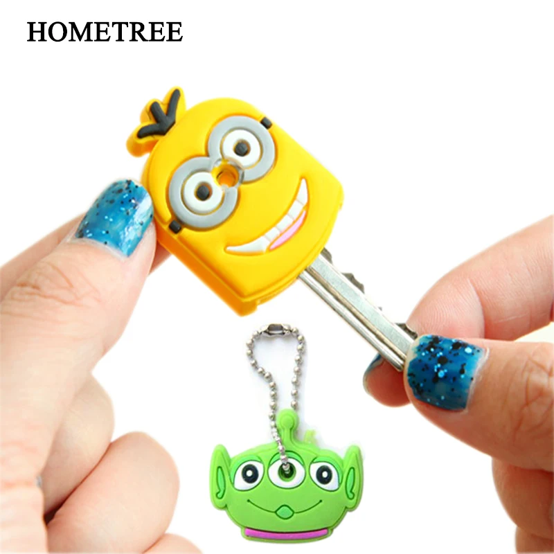 

HOMETREE 2 Pcs Keychain Cartoon Anim Little Man Keychain Soft Silicone Protection Key Ring Chain Storage Decoration Pendant H74