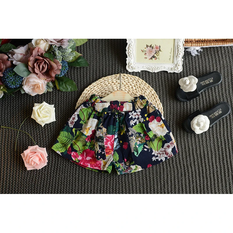 Anlencool الفتيات ملابس الصيف نمط فتاة مجموعة ملابس بلا أكمام شرابة الأبيض T-قميص + الزهور طباعة السراويل 2 Pcs الدعاوى