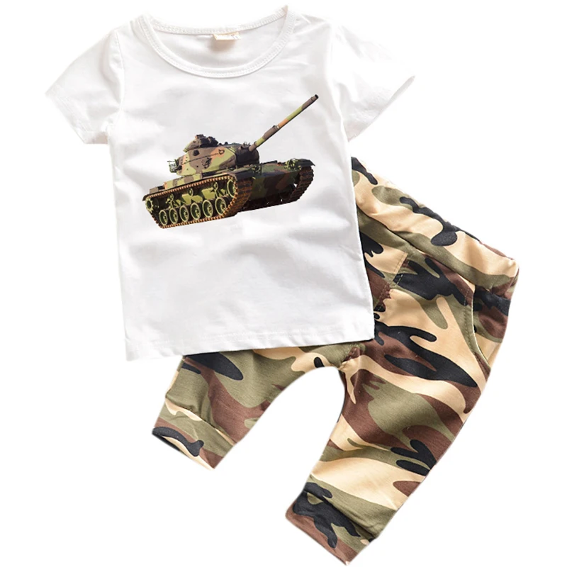 

Summer Baby Boys Clothes Sets 2018 New Kids 2pcs Short Sleeves T-Shirt Toddler Suits Camouflage Shorts Children's Clothing JF01