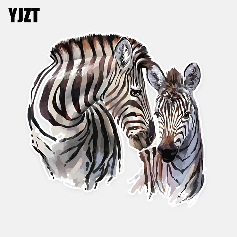 

YJZT 13CM*12.5CM Fun Animal Two Zebras Horse PVC Car Sticker Decal Decor Graphical 5-0818