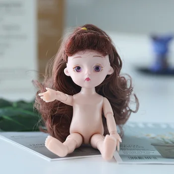 

16cm White Black Hair Princess Dolls Nude Doll With Head Ball Joint Movable Mini Lovely Toys for Girls Gift