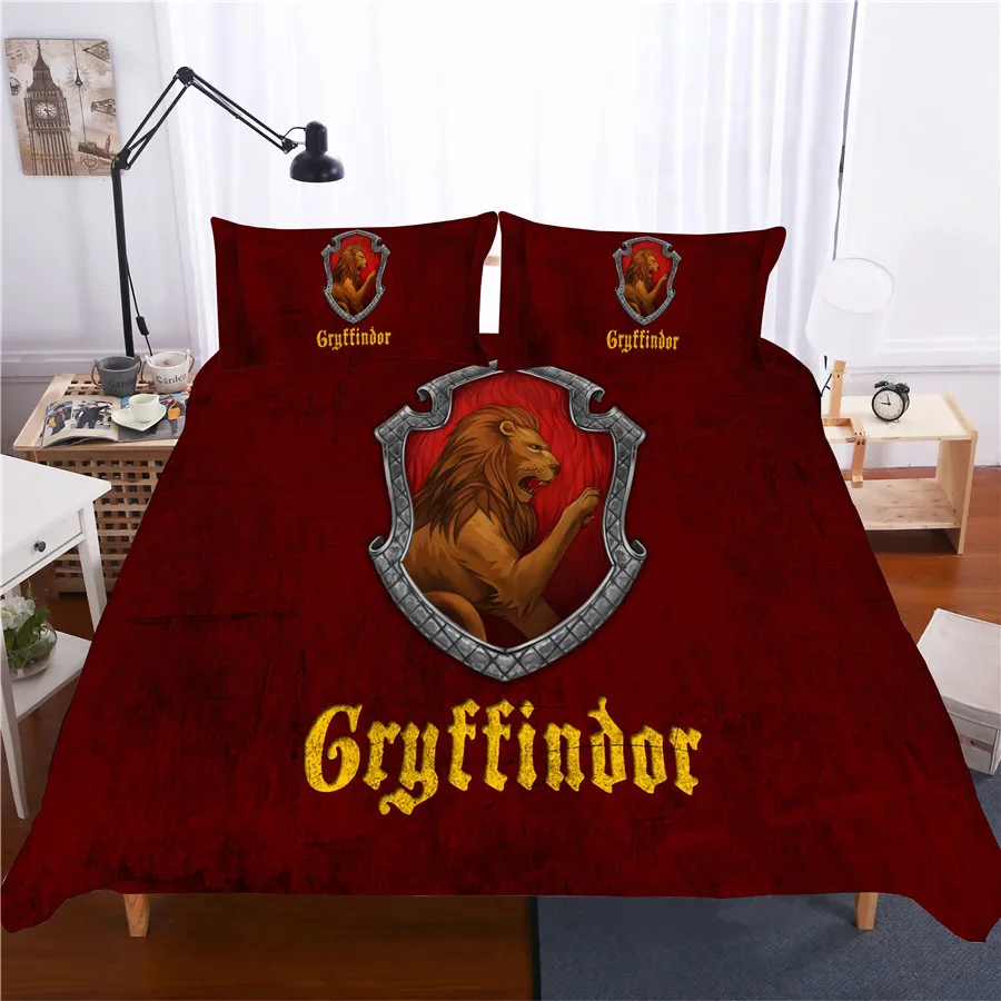 

HELENGILI 3D Bedding Set Harry Potter Campus Badge Print Duvet Cover Set Bedcloth with Pillowcase Bed Set Home Textiles #HLBT-01