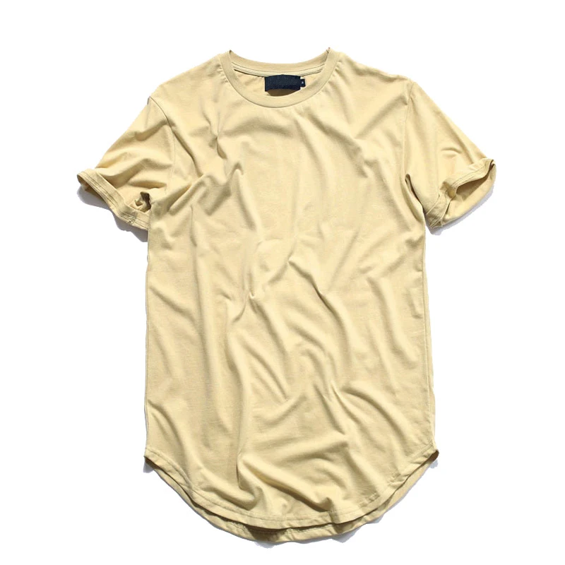 DARK ICON Hip Hop Tshirt Men Urban Extended Curved Hem T-shirt Plain Longline Mens Tee Shirts Justin Bieber Kanye West Clothes