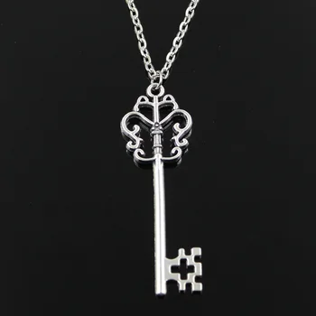 

Simple Classic Fashion Vintage Skeleton Chest Key Antique Silver Color Pendant Girl Short Long Chain Necklaces Jewelry For Women