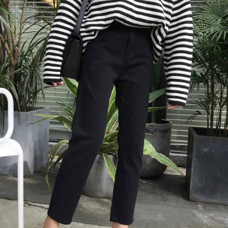 KYMAKUTU Fashion Black Jeans for Women Clothing Solid High Waist Pantalones Vaqueros Mujer All Match Ladies Denim Trousers S-XL Jeans