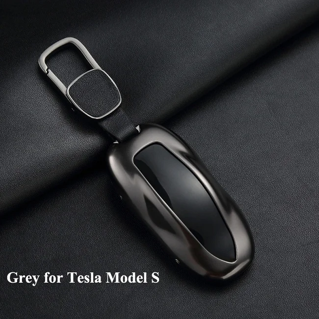 1 шт. seeyule Ключи чехол с поясом Алюминий сплав Оболочки сумка для хранения протектор deluxe Стайлинг для Тесла модель s модель x - Название цвета: Grey for Model S