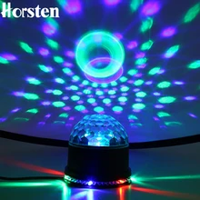 Horsten Mini 15 Вт 48 светодиодов диско вращающийся светильник «магический шар» изменение цвета RGB звук активированные огни для вечерние Диско клуб DJ шоу