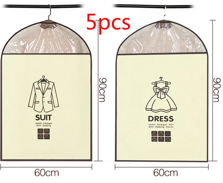 Утолщение нетканое полотно чехол для одежды Пыленепроницаемая Одежда Висячие вакуумные пакеты для одежды принадлежности для хранения - Цвет: M