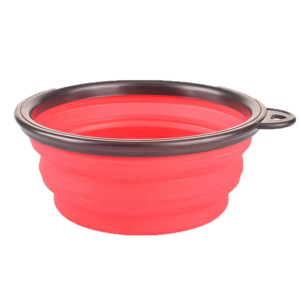 

Dog Cat Pet Silicone Collapsible Travel Feeding Bowl Water Dish Feeder Black Side Pet Silicone Retractable Rubber Bowl