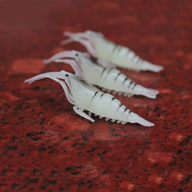 50PCS Grass Shrimp Fishing Lure 4cm Lifelike Prawn Soft Plastic Bait or