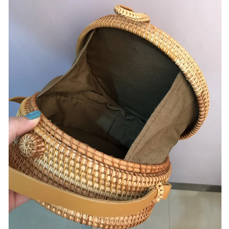 jewelry box Circle Rattan bag bali Beach baobao women Bohemian Handbags Summer 2017 Vintage Handmade Crossbody leather shoulder
