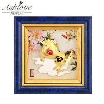 

Chinese Zodiac Horse Pictures 24k Gold Leaf Crafts Horse Year Wall Art Pictures Desktop Ornaments Crafts Home decoration Gifts