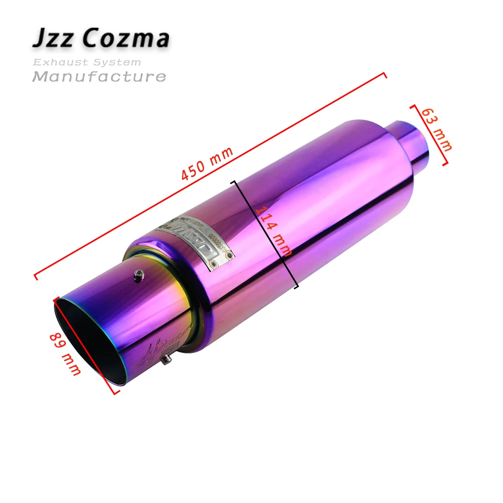 

Jzz universal 2.5'' In car DB-KILLER exhaust pipe 3.5'' stainless steel purple muffler high quality car silencer lower sound