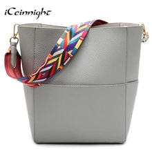 Iceinnight großen eimer frauen umhängetaschen hochwertigen pu-leder handtasche lässige luxus einkaufstasche schöne eleganten tasche