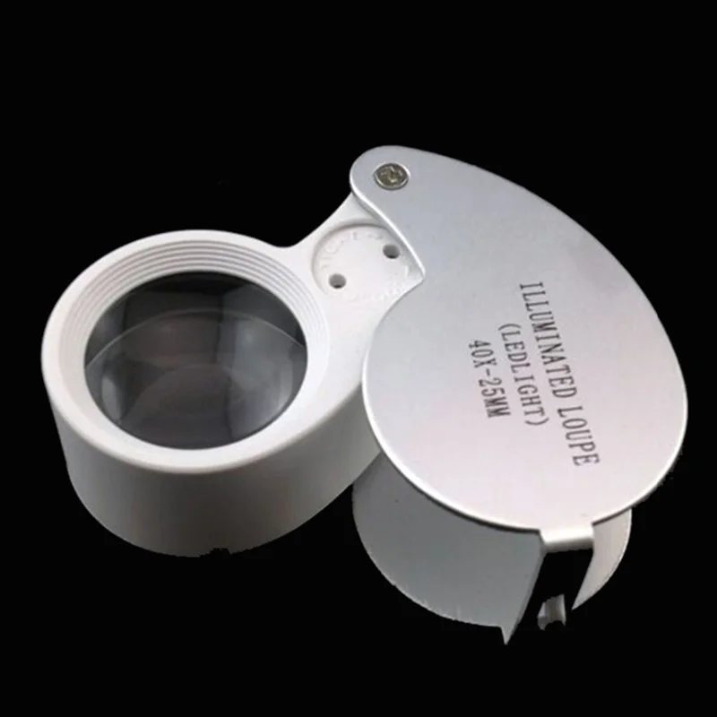40x25mm Portable Jeweler Loupe MINI Illuminated Magnifier Foldable