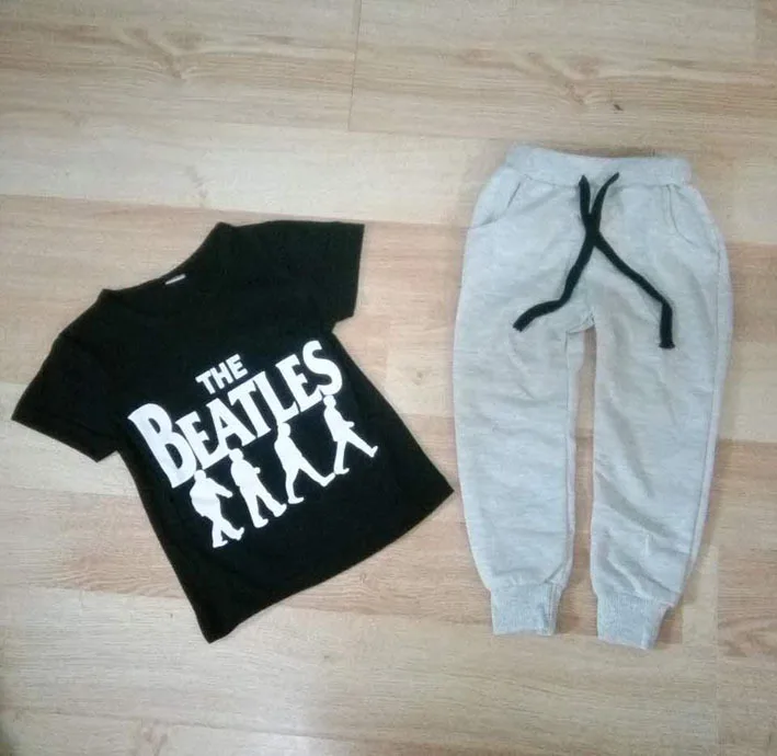 

2017 Summer Korean Cartoon Short Sleeved Children's Leisure Pants Suit Children's Clothing Set